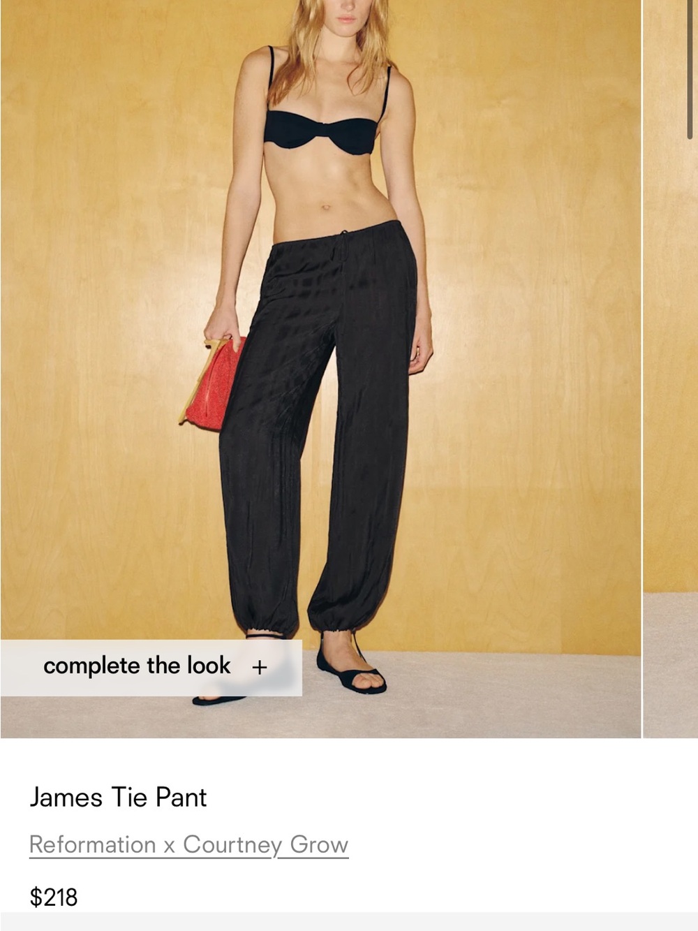 Reformation x Courtney Grow James Tie Pant - Black